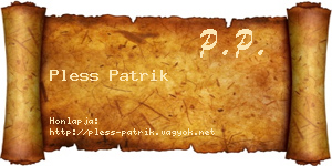 Pless Patrik névjegykártya